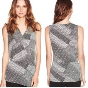 White House Black Market Black and White Sleeveless Top, Size L, Oversized.